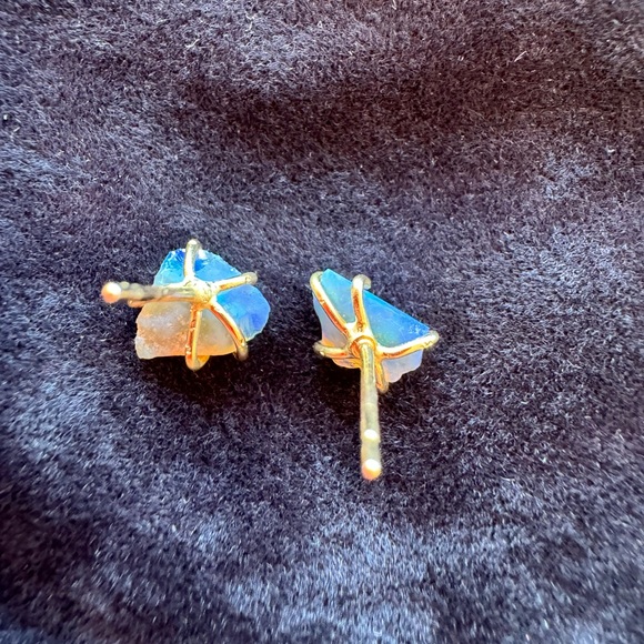 Variance Objects 14k gold Australian Opal Stud Earrings - Picture 5 of 8